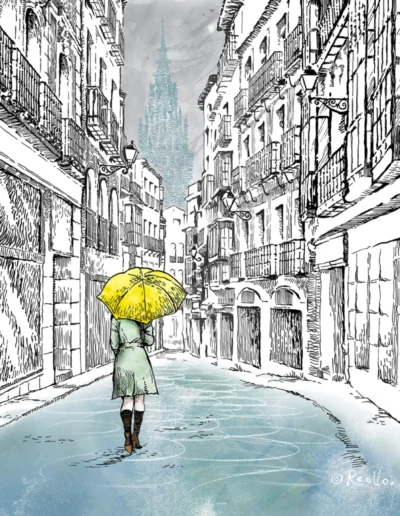 Toledo Enamora - Mujer Paraguas Amarillo